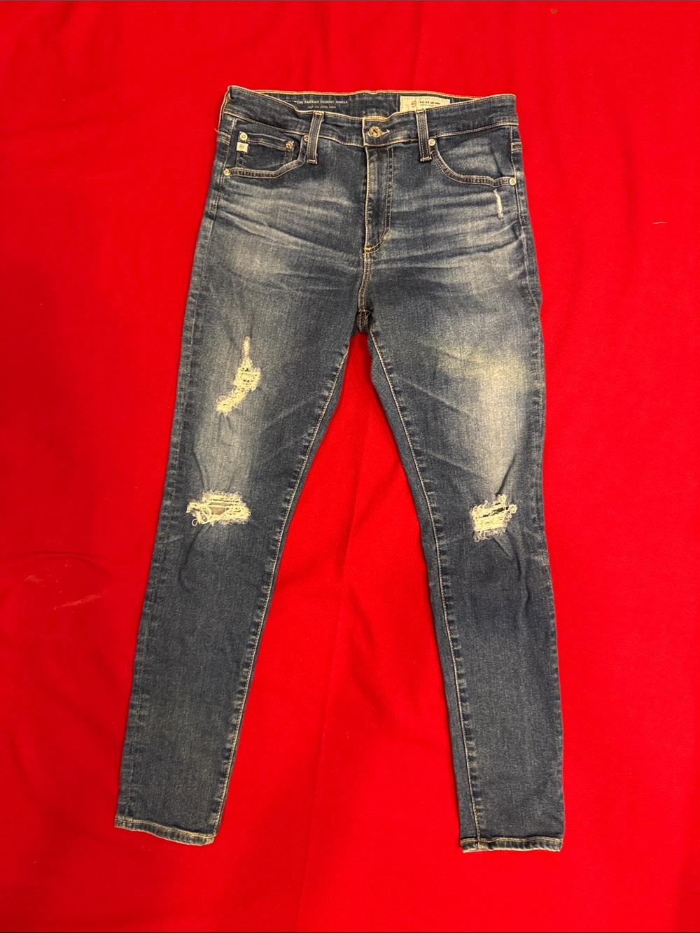 Ag Adriano Goldschmied Women’s Skinny Jeans - Dark Blue with Faded Wash
